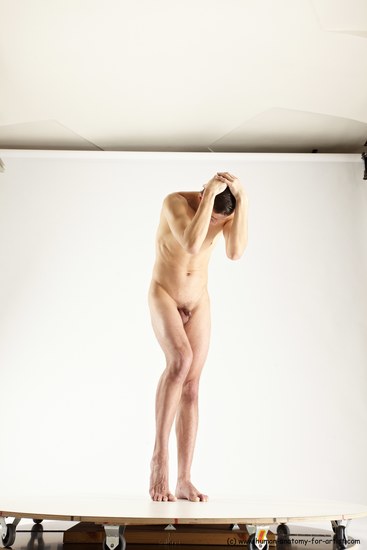 Nude Man White Standing poses - ALL Athletic Short Brown Standing poses - simple Multi angles poses Realistic