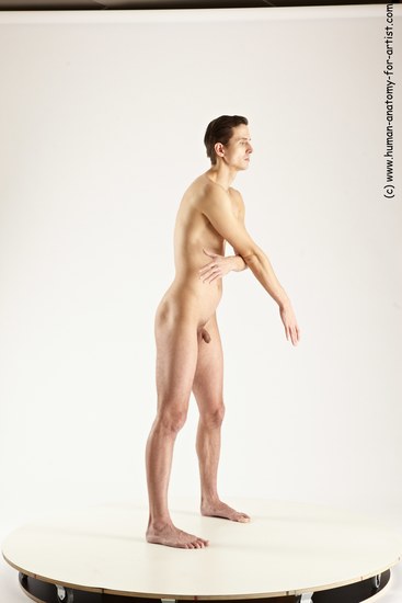 Nude Man White Standing poses - ALL Athletic Short Brown Standing poses - simple Multi angles poses Realistic