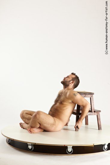 Nude Man White Sitting poses - simple Average Short Brown Sitting poses - ALL Multi angles poses Realistic