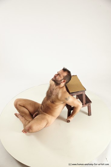 Nude Man White Sitting poses - simple Average Short Brown Sitting poses - ALL Multi angles poses Realistic