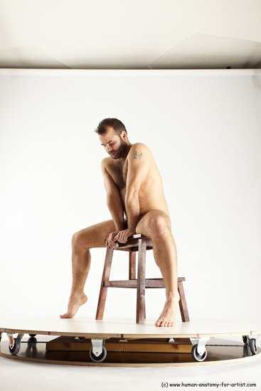 Nude Man White Sitting poses - simple Average Short Brown Sitting poses - ALL Multi angles poses Realistic