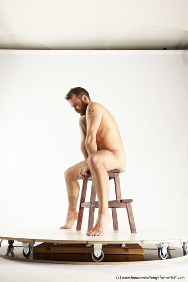 Nude Man White Sitting poses - simple Average Short Brown Sitting poses - ALL Multi angles poses Realistic