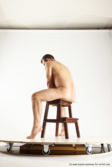 Nude Man White Sitting poses - simple Average Short Brown Sitting poses - ALL Multi angles poses Realistic