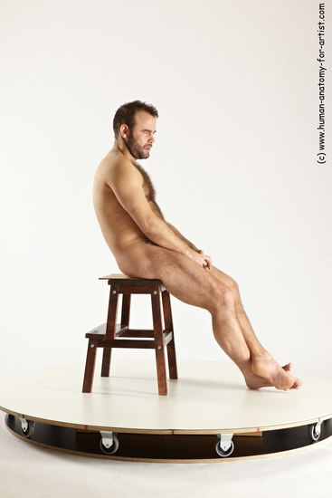 Nude Man White Sitting poses - simple Average Short Brown Sitting poses - ALL Multi angles poses Realistic