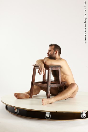 Nude Man White Sitting poses - simple Average Short Brown Sitting poses - ALL Multi angles poses Realistic