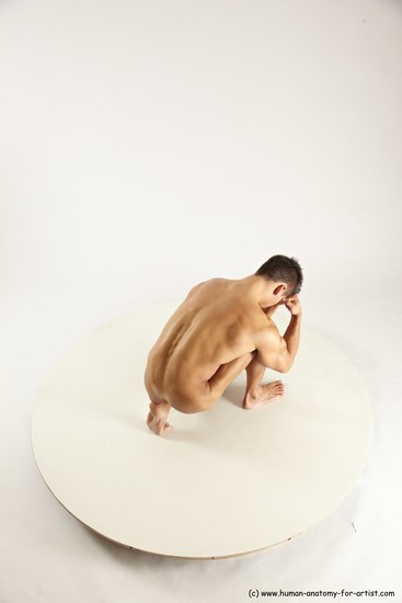 Nude Man White Muscular Short Brown Sitting poses - ALL Sitting poses - on knees Multi angles poses Realistic