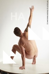 Nude Man White Standing poses - ALL Slim Short Brown Standing poses - knee-bend Realistic