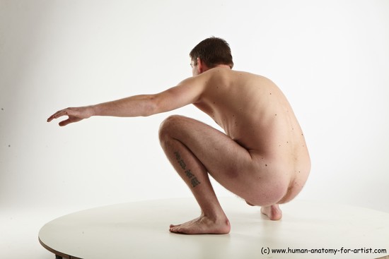 Nude Man White Standing poses - ALL Slim Short Brown Standing poses - knee-bend Realistic