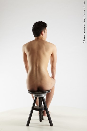 Nude Man Asian Sitting poses - simple Slim Short Black Sitting poses - ALL Realistic