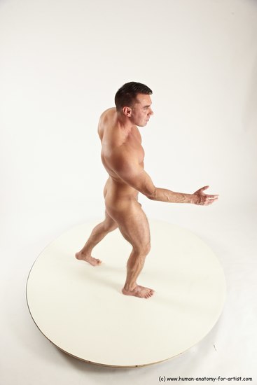 Nude Man White Standing poses - ALL Muscular Short Brown Standing poses - simple Multi angles poses Realistic