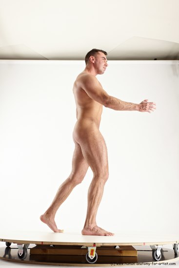 Nude Man White Standing poses - ALL Muscular Short Brown Standing poses - simple Multi angles poses Realistic