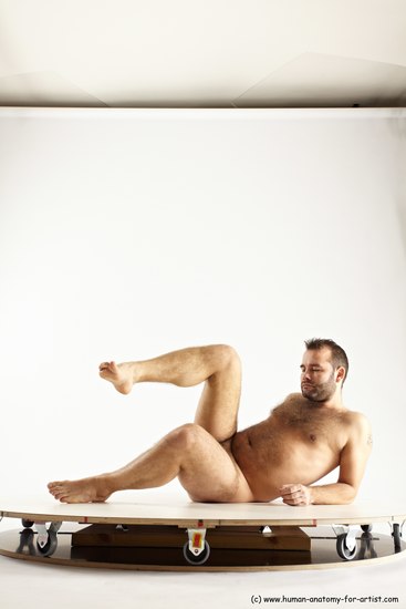 Nude Man White Laying poses - ALL Average Short Brown Laying poses - on side Multi angles poses Realistic