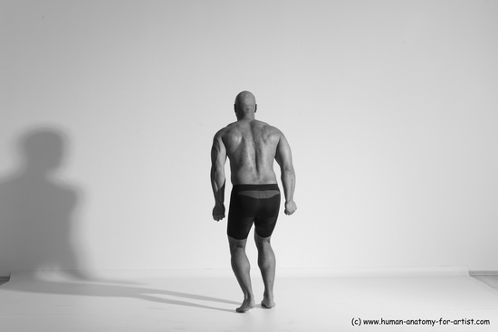 Underwear Gymnastic poses Man Black Muscular Bald Dancing Dynamic poses Academic