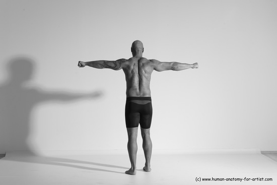 Underwear Gymnastic poses Man Black Muscular Bald Dancing Dynamic poses Academic