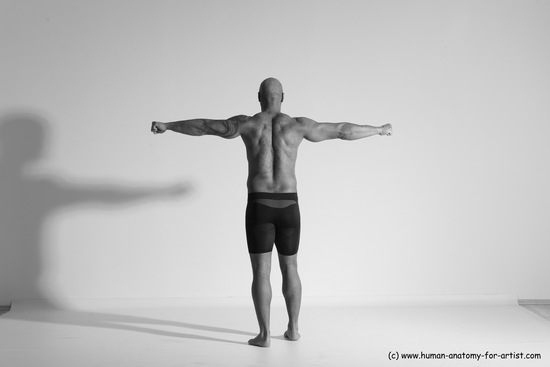 Underwear Gymnastic poses Man Black Muscular Bald Dancing Dynamic poses Academic