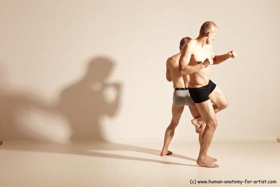 Underwear Martial art Man - Man White Moving poses Slim Short Blond Dynamic poses Academic