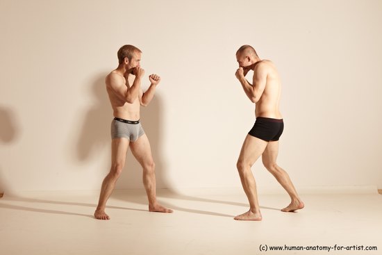 Underwear Martial art Man - Man White Moving poses Slim Short Blond Dynamic poses Academic