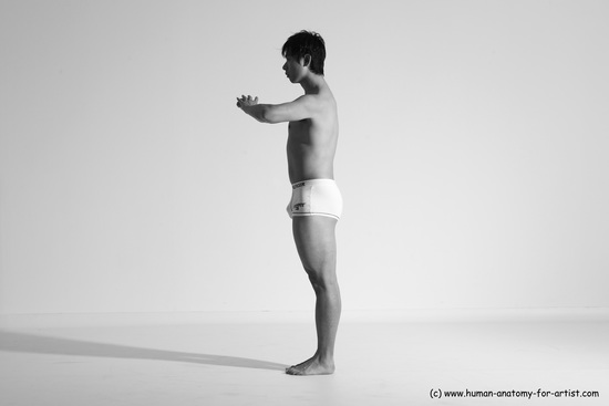 Underwear Martial art Man Asian Moving poses Average Short Black Dynamic poses Academic