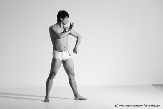 Underwear Martial art Man Asian Moving poses Average Short Black Dynamic poses Academic