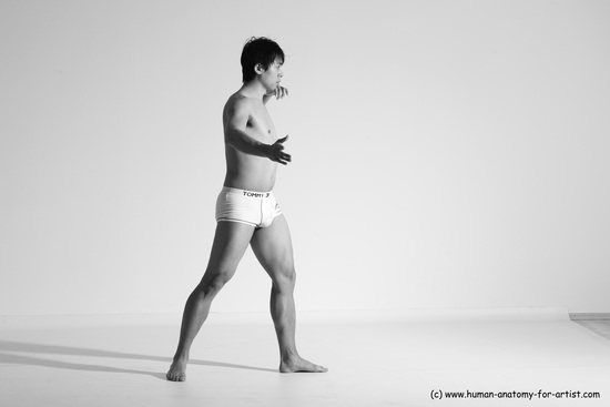 Underwear Martial art Man Asian Moving poses Average Short Black Dynamic poses Academic