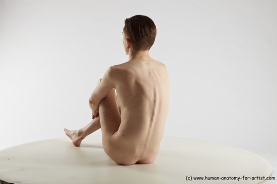 Nude Man White Sitting poses - simple Slim Short Brown Sitting poses - ALL Realistic