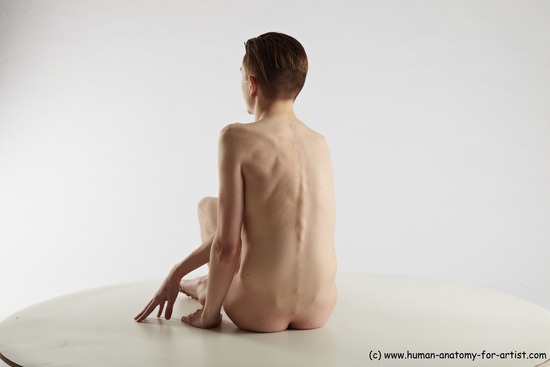 Nude Man White Sitting poses - simple Slim Short Brown Sitting poses - ALL Realistic