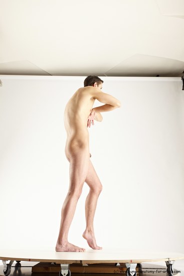 Nude Man White Standing poses - ALL Athletic Short Brown Standing poses - simple Multi angles poses Realistic