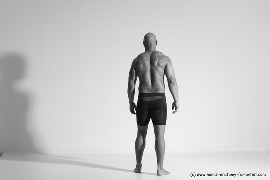 Underwear Gymnastic poses Man Black Muscular Bald Dancing Dynamic poses Academic