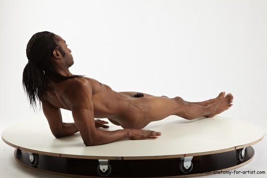 Nude Gymnastic poses Man Black Athletic Black Dancing Dreadlocks Realistic