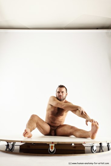 Nude Man White Sitting poses - simple Average Short Brown Sitting poses - ALL Multi angles poses Realistic