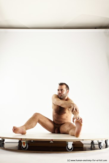 Nude Man White Sitting poses - simple Average Short Brown Sitting poses - ALL Multi angles poses Realistic