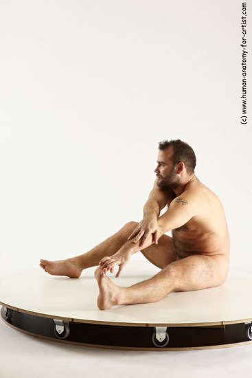 Nude Man White Sitting poses - simple Average Short Brown Sitting poses - ALL Multi angles poses Realistic