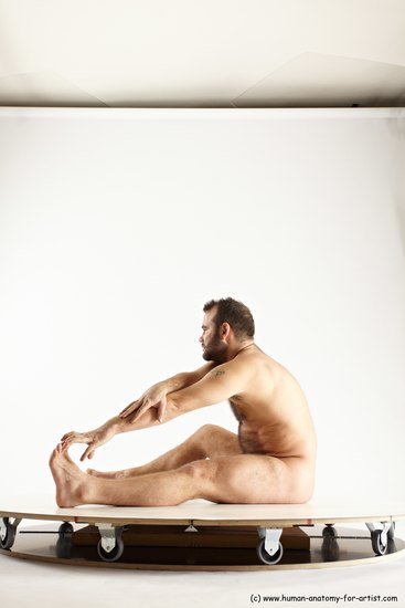 Nude Man White Sitting poses - simple Average Short Brown Sitting poses - ALL Multi angles poses Realistic