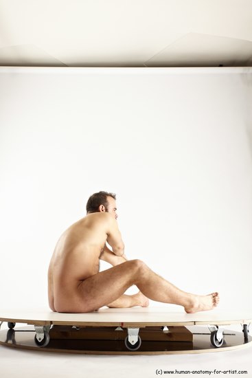 Nude Man White Sitting poses - simple Average Short Brown Sitting poses - ALL Multi angles poses Realistic