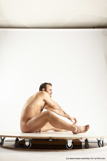 Nude Man White Sitting poses - simple Average Short Brown Sitting poses - ALL Multi angles poses Realistic