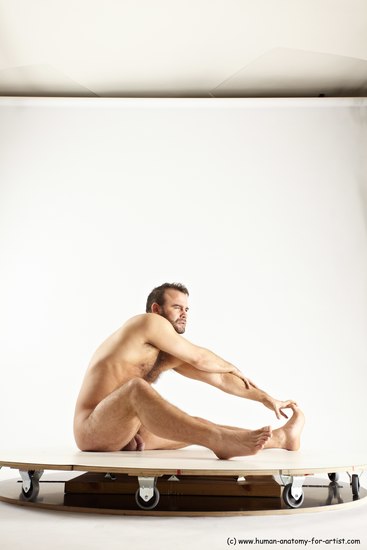 Nude Man White Sitting poses - simple Average Short Brown Sitting poses - ALL Multi angles poses Realistic