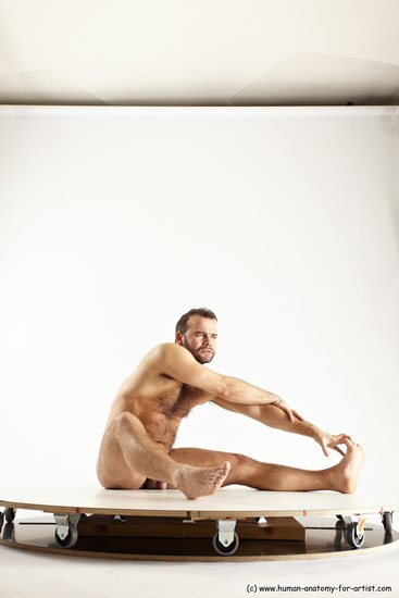 Nude Man White Sitting poses - simple Average Short Brown Sitting poses - ALL Multi angles poses Realistic