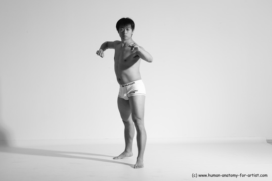 Underwear Martial art Man Asian Moving poses Average Short Black Dynamic poses Academic