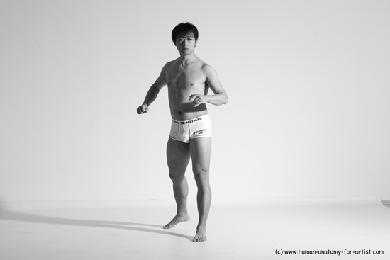 Underwear Martial art Man Asian Moving poses Average Short Black Dynamic poses Academic