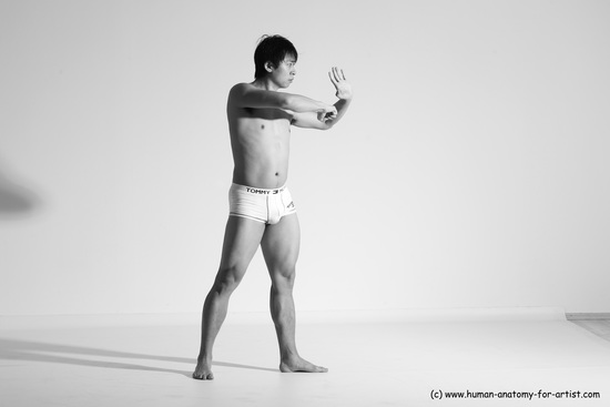 Underwear Martial art Man Asian Moving poses Average Short Black Dynamic poses Academic