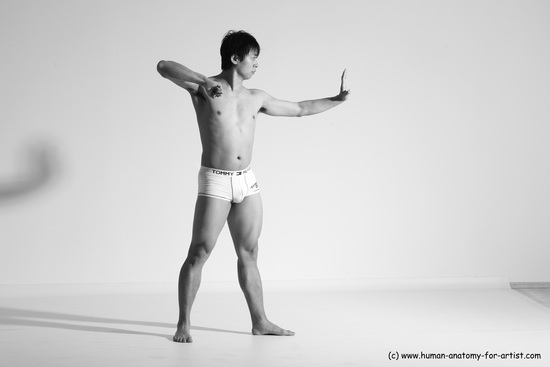 Underwear Martial art Man Asian Moving poses Average Short Black Dynamic poses Academic