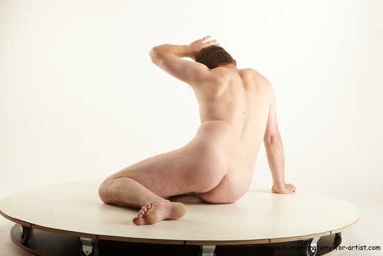 Nude Man White Sitting poses - simple Average Short Brown Sitting poses - ALL Realistic