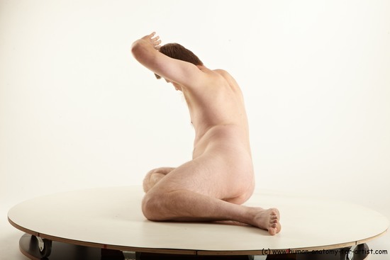 Nude Man White Sitting poses - simple Average Short Brown Sitting poses - ALL Realistic