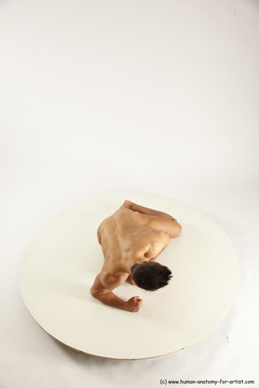 Nude Man White Muscular Short Brown Sitting poses - ALL Sitting poses - on knees Multi angles poses Realistic