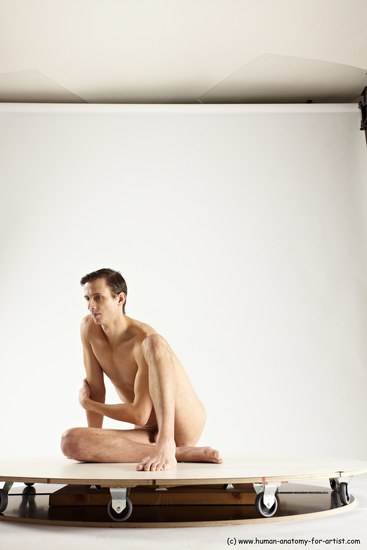 Nude Man White Sitting poses - simple Athletic Short Brown Sitting poses - ALL Multi angles poses Realistic