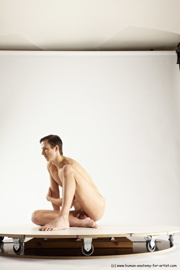 Nude Man White Sitting poses - simple Athletic Short Brown Sitting poses - ALL Multi angles poses Realistic