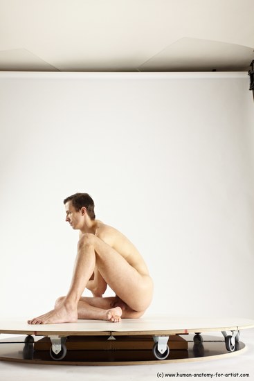 Nude Man White Sitting poses - simple Athletic Short Brown Sitting poses - ALL Multi angles poses Realistic