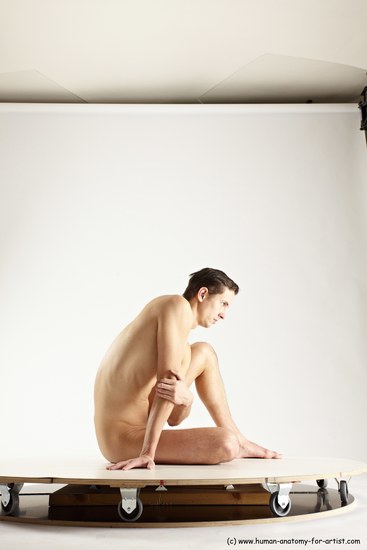 Nude Man White Sitting poses - simple Athletic Short Brown Sitting poses - ALL Multi angles poses Realistic