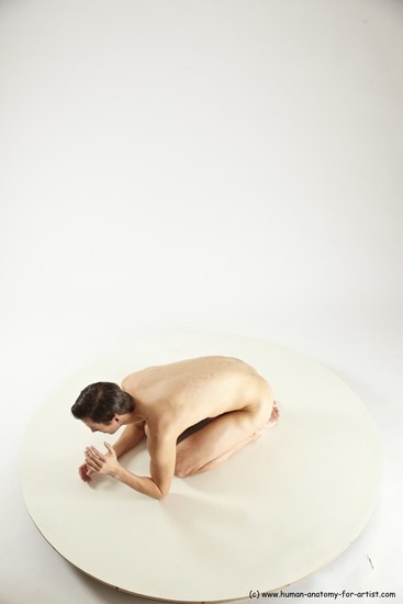 Nude Man White Athletic Short Brown Sitting poses - ALL Sitting poses - on knees Multi angles poses Realistic