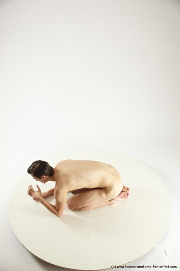 Nude Man White Athletic Short Brown Sitting poses - ALL Sitting poses - on knees Multi angles poses Realistic